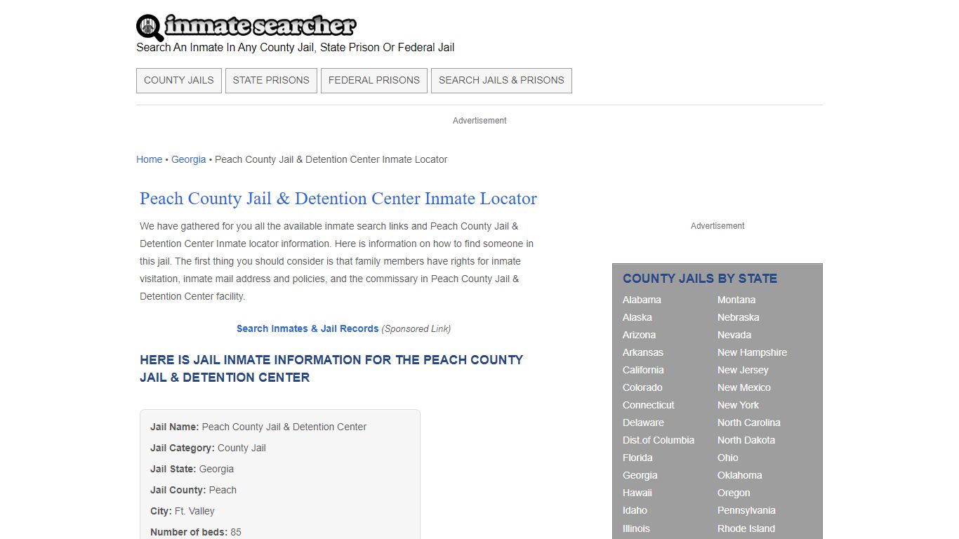 Peach County Jail & Detention Center Inmate Locator - Inmate Searcher